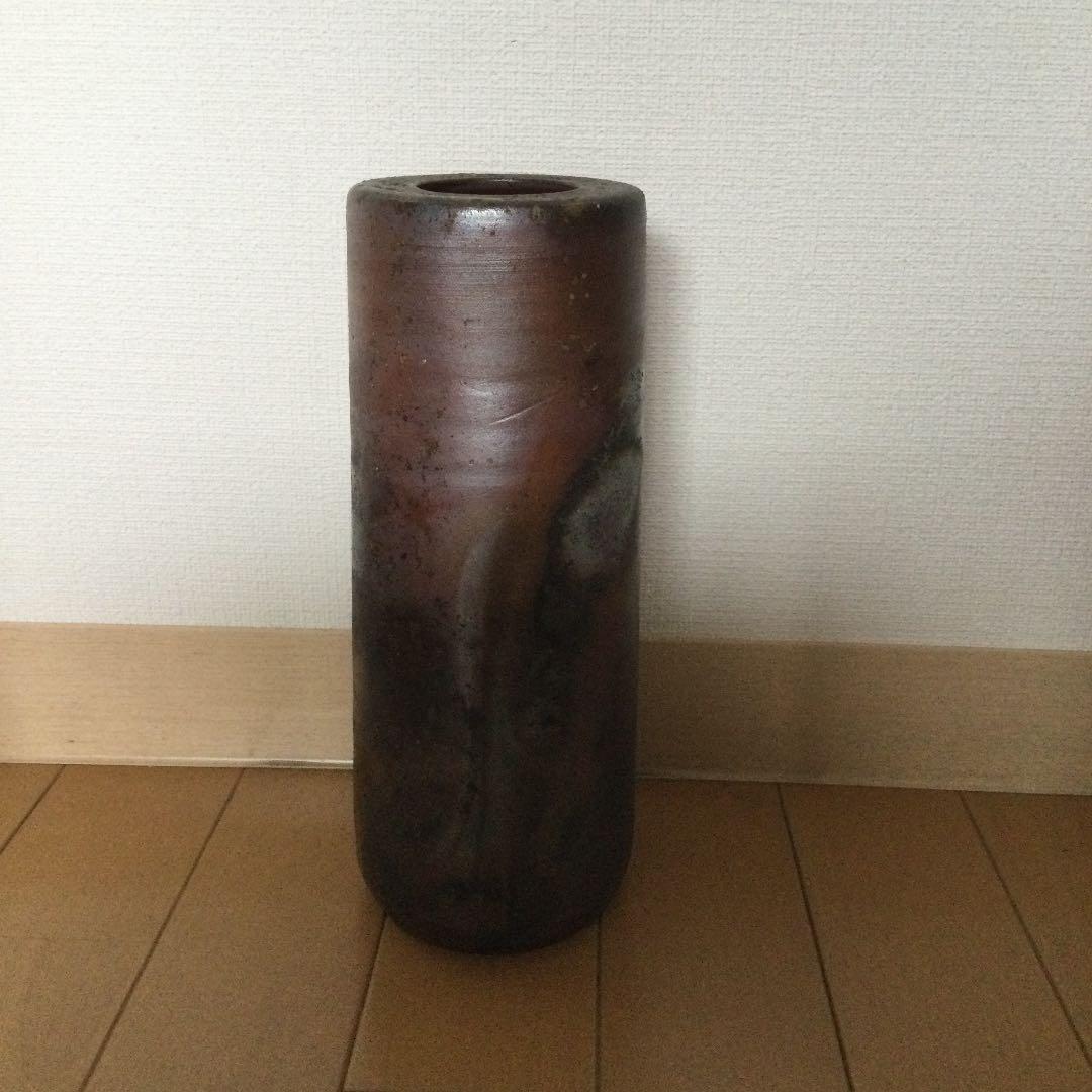 3・新品未使用　備前焼　花瓶　藤原博　共箱　木箱入り　陶歴あり