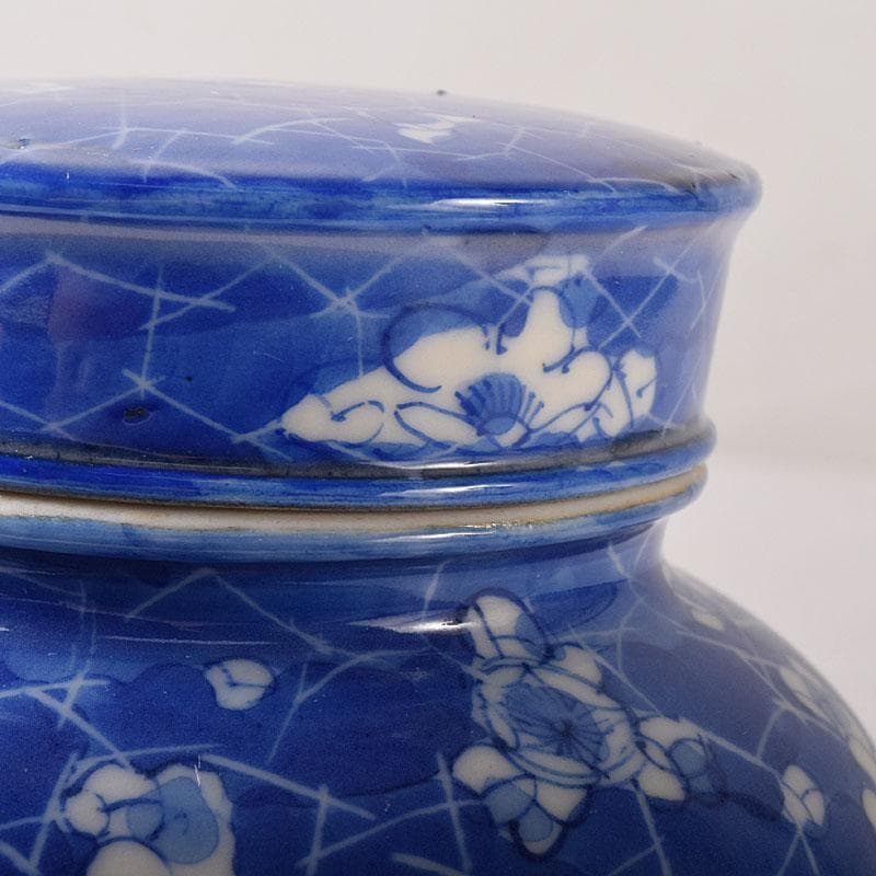 煎茶道具　瀬戸焼　古瀬戸　染付　扇窓絵花文　茶壷　茶心壷　V　R8235