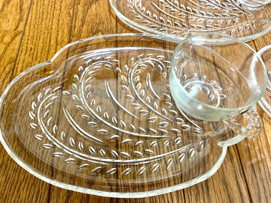 Federal Glass アメリカンアンティーク　スナック3セット