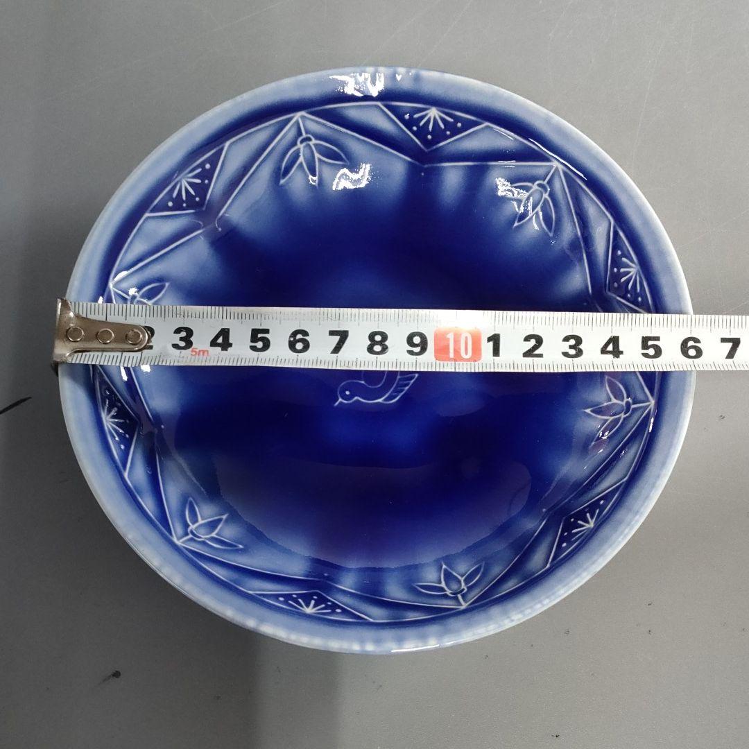 237-1/幸兵衛窯/瑠璃陽刻々皿/5客