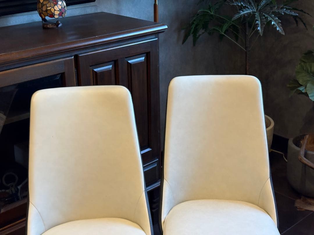 回転チェア　シンプル　ホワイト　グレー　ダイニングチェア　4脚セット　nG