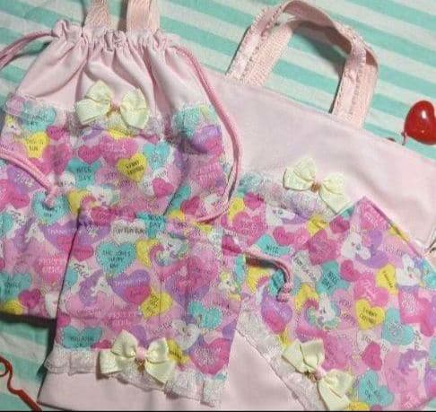 ゆめかわ　ユニコーン　ピンク　てさげ　体操着袋　給食袋　上履き袋　女子