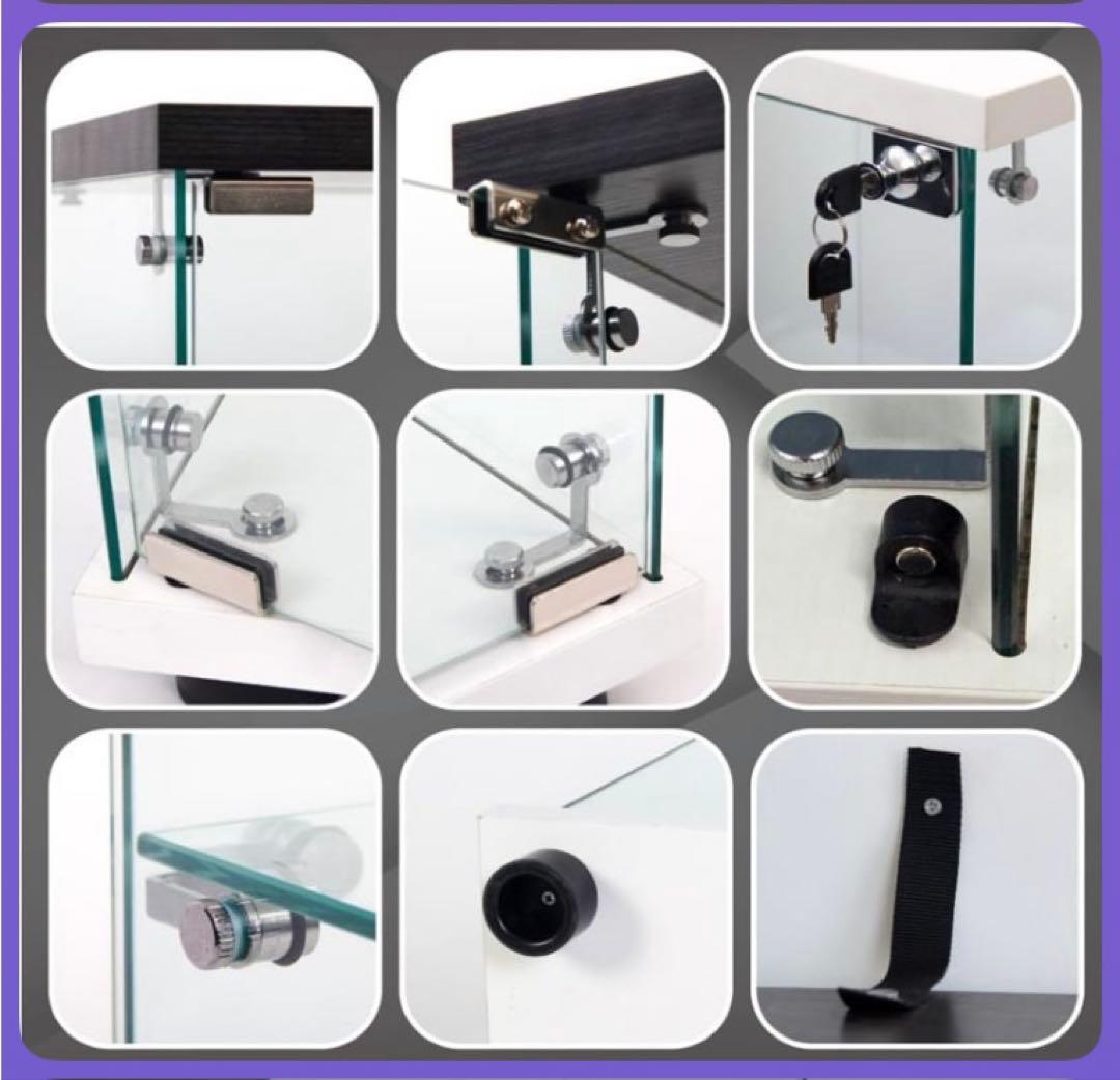 【新品】コレクションケース ガラス フィギュアケース 3段 ワイド 棚 ホワイト