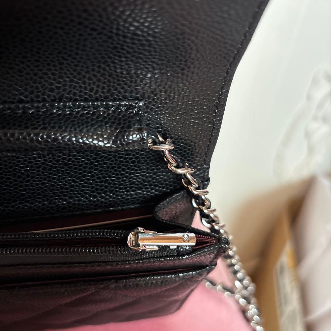 CHANELノベルティシルバー金具チェーンウォレット黒新品未使用