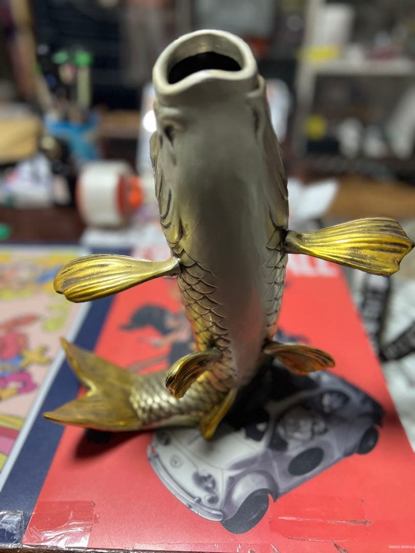 花器・花瓶■　鯉花器　メッキ　■合金製　化粧箱入り【高岡銅器】