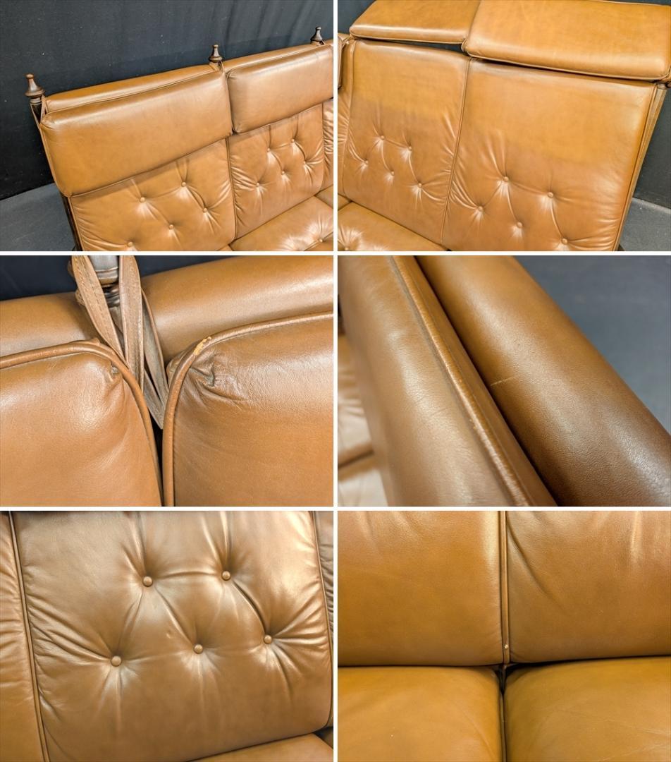 モリシゲ　本革　トリプルソファ　三人掛け　3P　ハイバック　モダン　クラシック