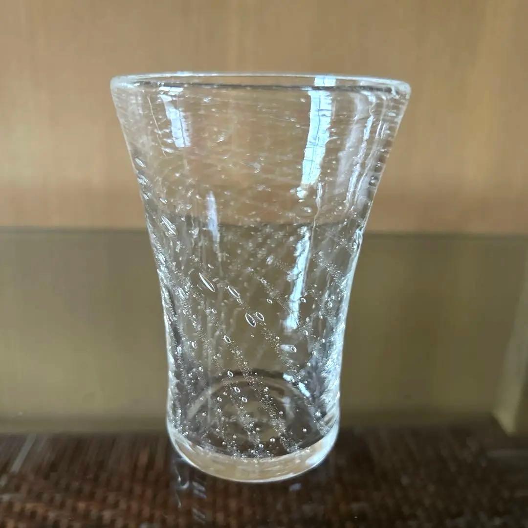 新品◆90 荒川尚也　螺旋状　アワグラス　宙吹きガラスコップ　ペア　晴耕社ガラス