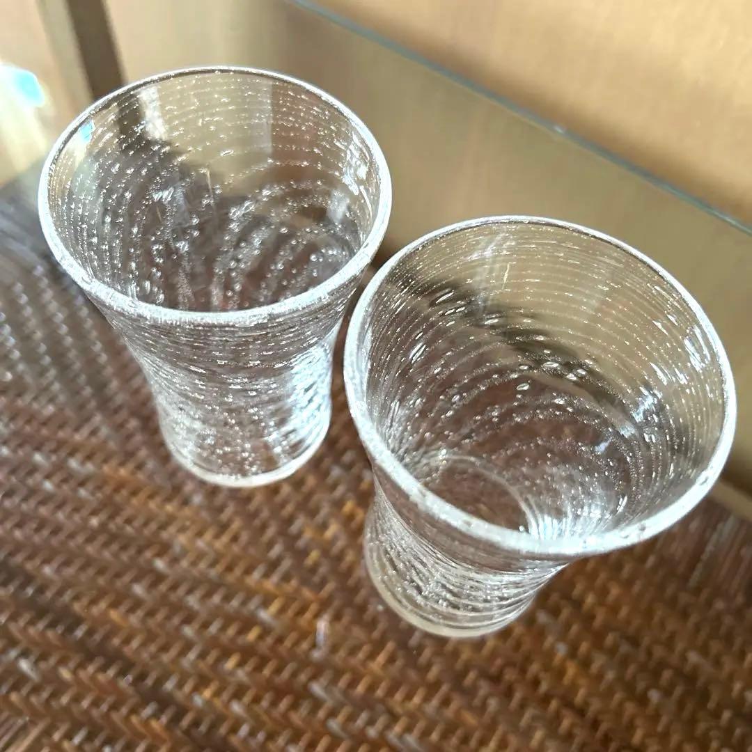 新品◆90 荒川尚也　螺旋状　アワグラス　宙吹きガラスコップ　ペア　晴耕社ガラス
