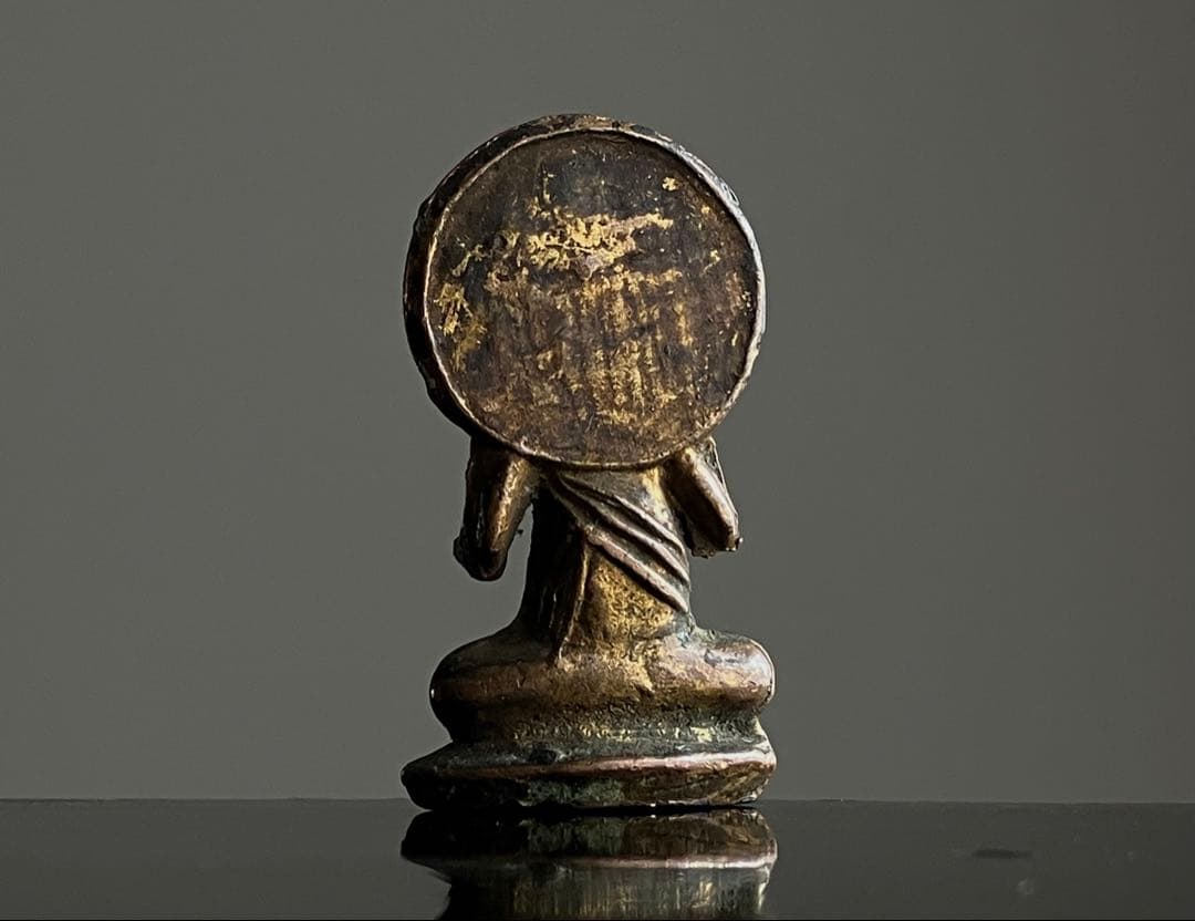 【鍍金語る 民衆観音菩薩 豆仏 約3.5㎝ 19世紀〜頃 東南アジア系】仏像護符