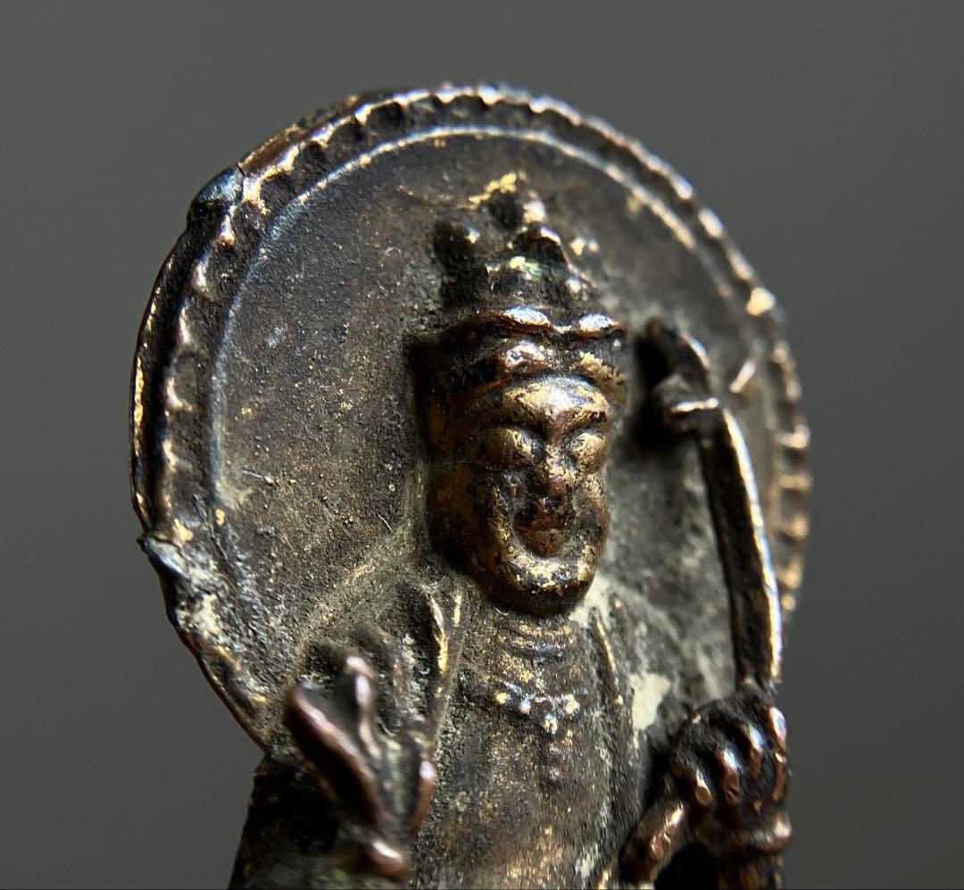 【鍍金語る 民衆観音菩薩 豆仏 約3.5㎝ 19世紀〜頃 東南アジア系】仏像護符