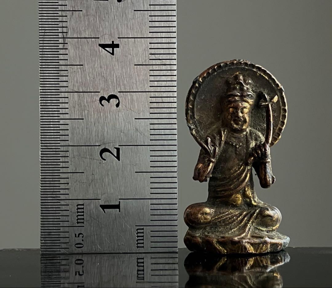 【鍍金語る 民衆観音菩薩 豆仏 約3.5㎝ 19世紀〜頃 東南アジア系】仏像護符