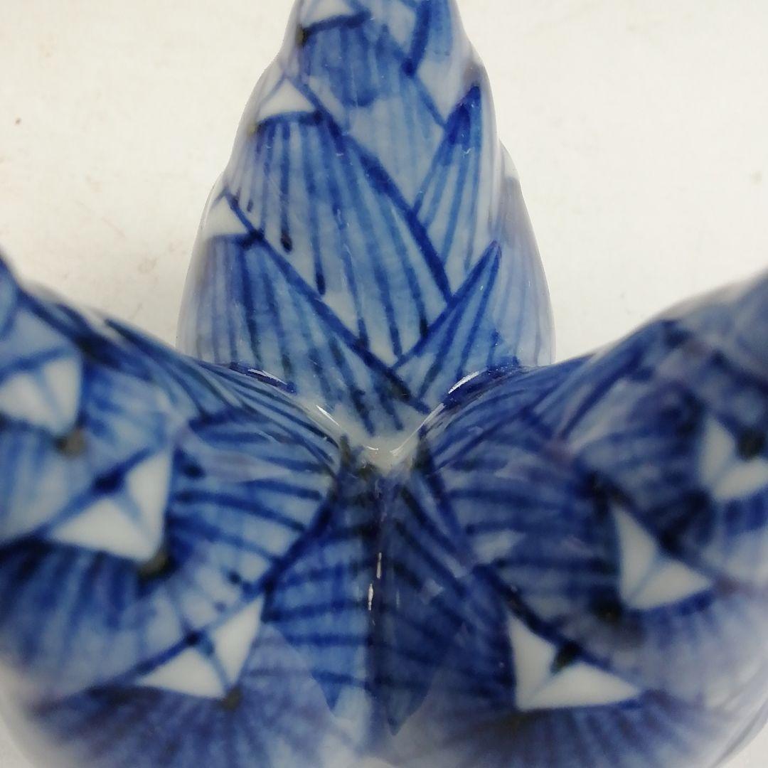 Ｗ２８６　蓋置　『染付　筍』『高野昭阿弥 造』　共箱　茶道具