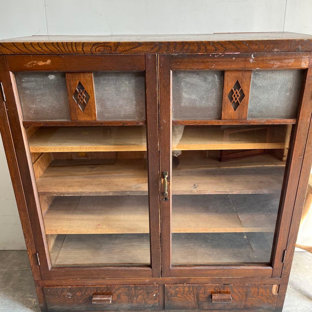 アンティーク ガラス 戸棚 チェスト キャビネット 飾り棚 昭和レトロ z459