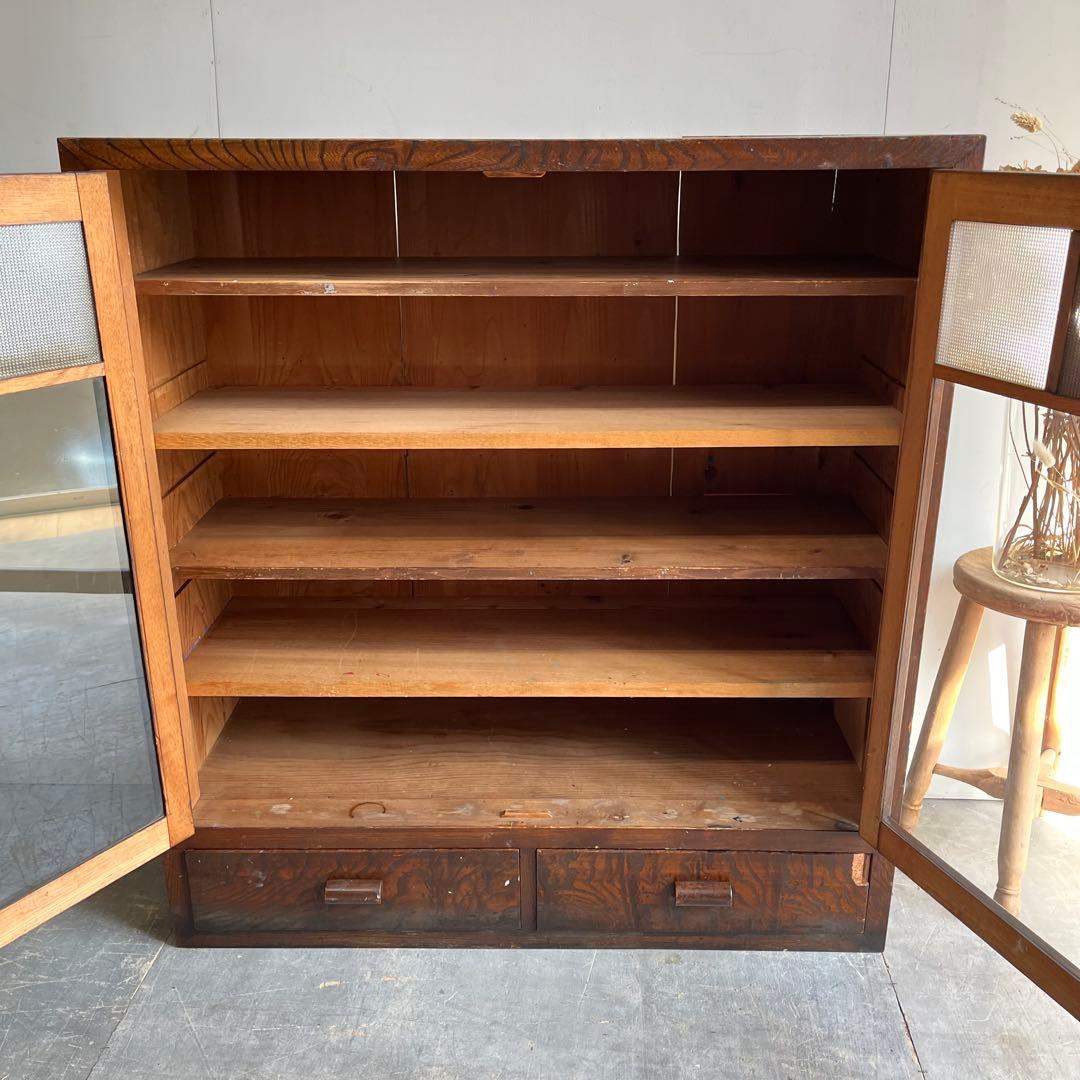 アンティーク ガラス 戸棚 チェスト キャビネット 飾り棚 昭和レトロ z459