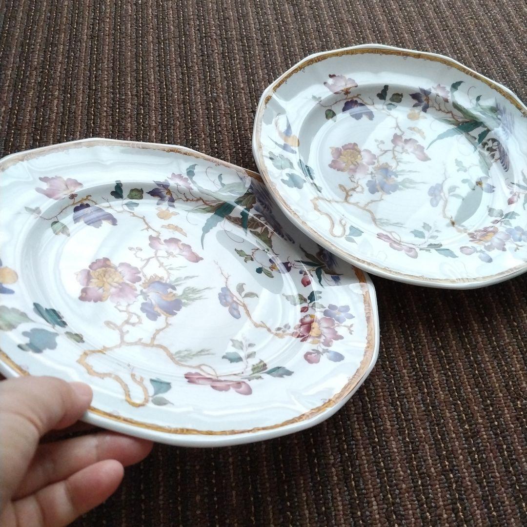 【美品】ウェッジウッド　デボンローズ／デヴォンローズ　ディナー皿　２枚　貫入あり