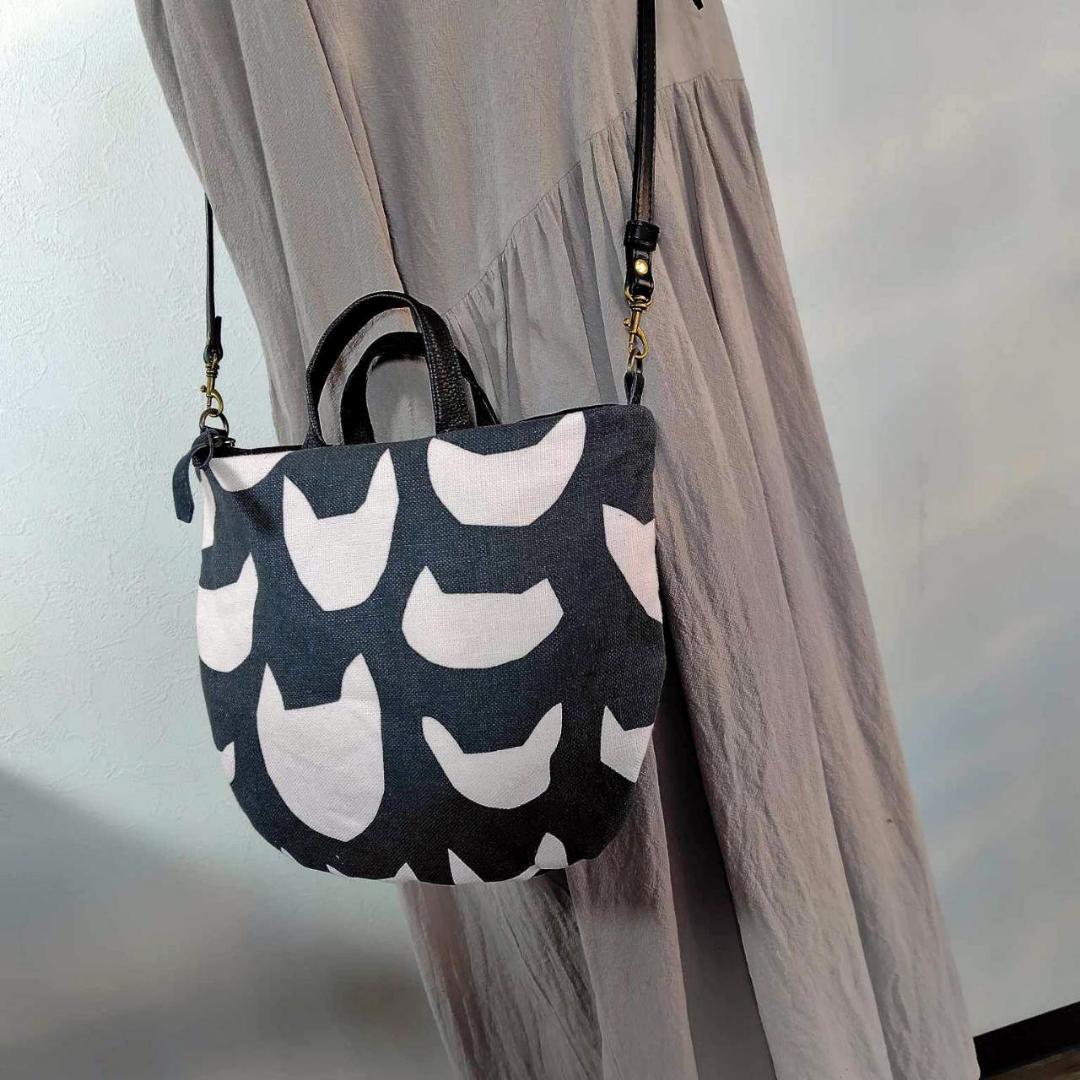 ミナペルホネン/anone anone　ピンク猫ちゃん/ロングミニラウンドショル