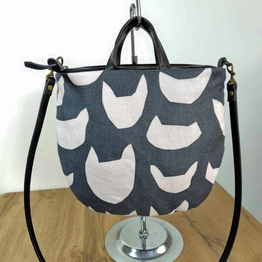 ミナペルホネン/anone anone　ピンク猫ちゃん/ロングミニラウンドショル