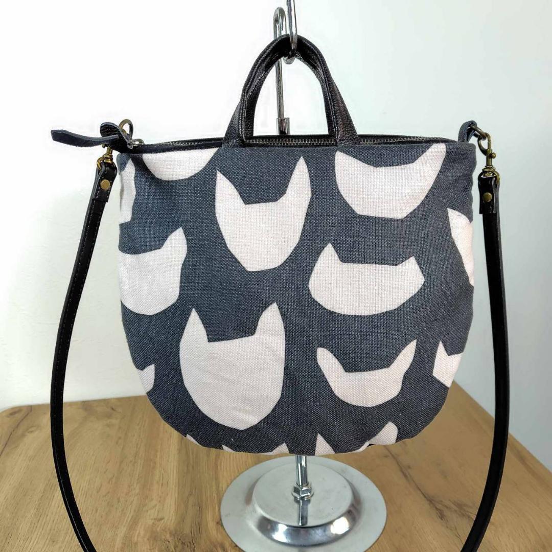 ミナペルホネン/anone anone　ピンク猫ちゃん/ロングミニラウンドショル