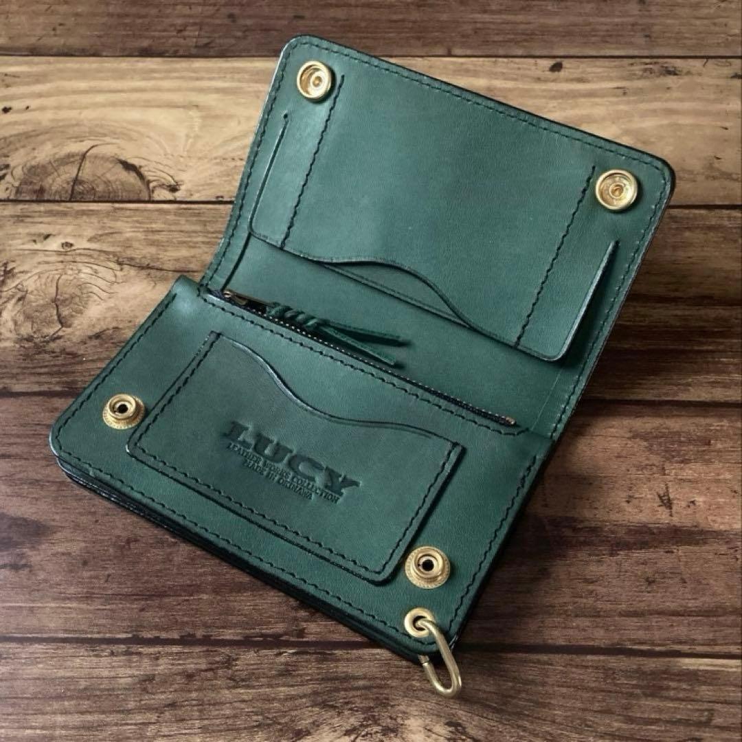 【あ】ミドルトラッカーウォレット 茶芯ブラック【お札を折らずに収納】