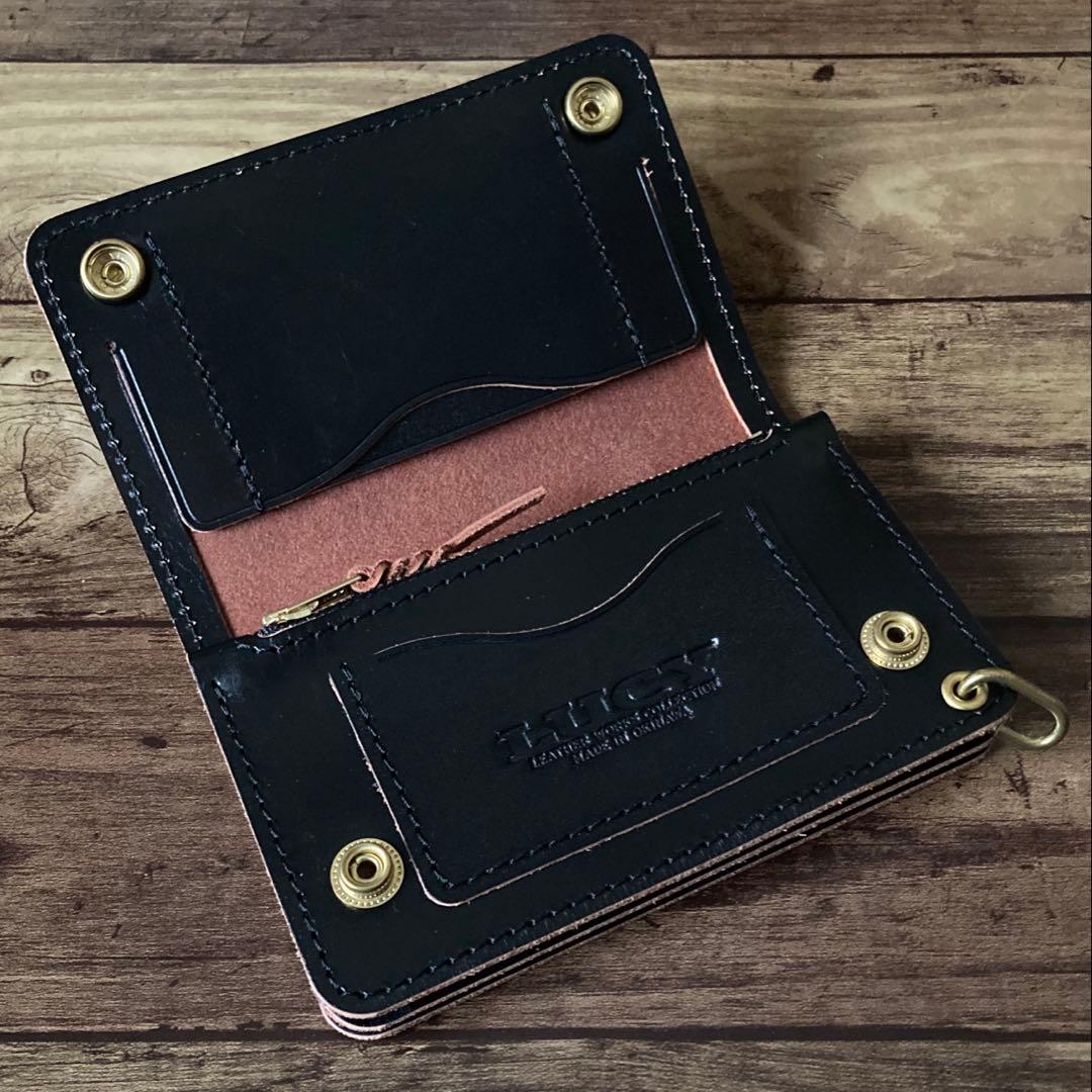 【あ】ミドルトラッカーウォレット 茶芯ブラック【お札を折らずに収納】