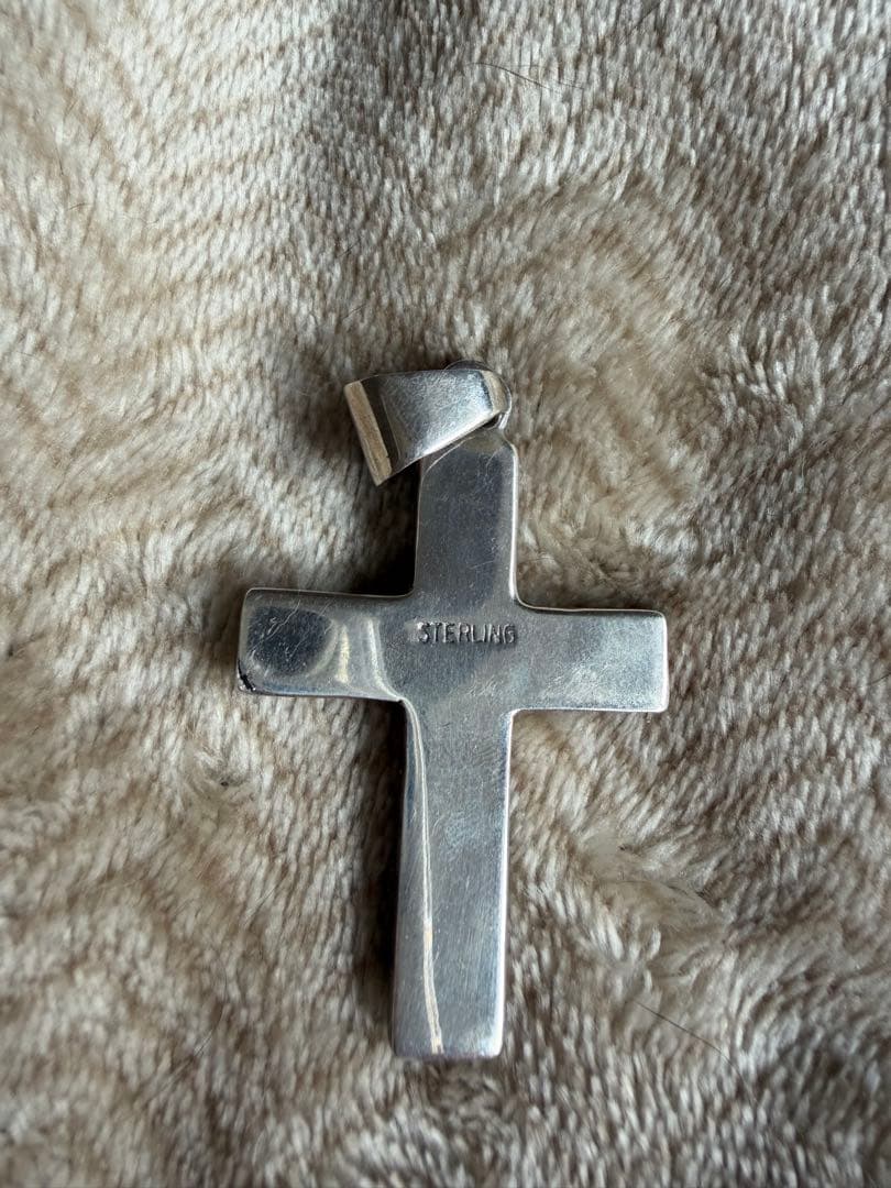 ナバホ シルバー925 クロス ペンダント インレイ オパール調