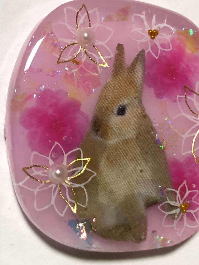 レジンヘアゴムNO275 幸せうさぎ