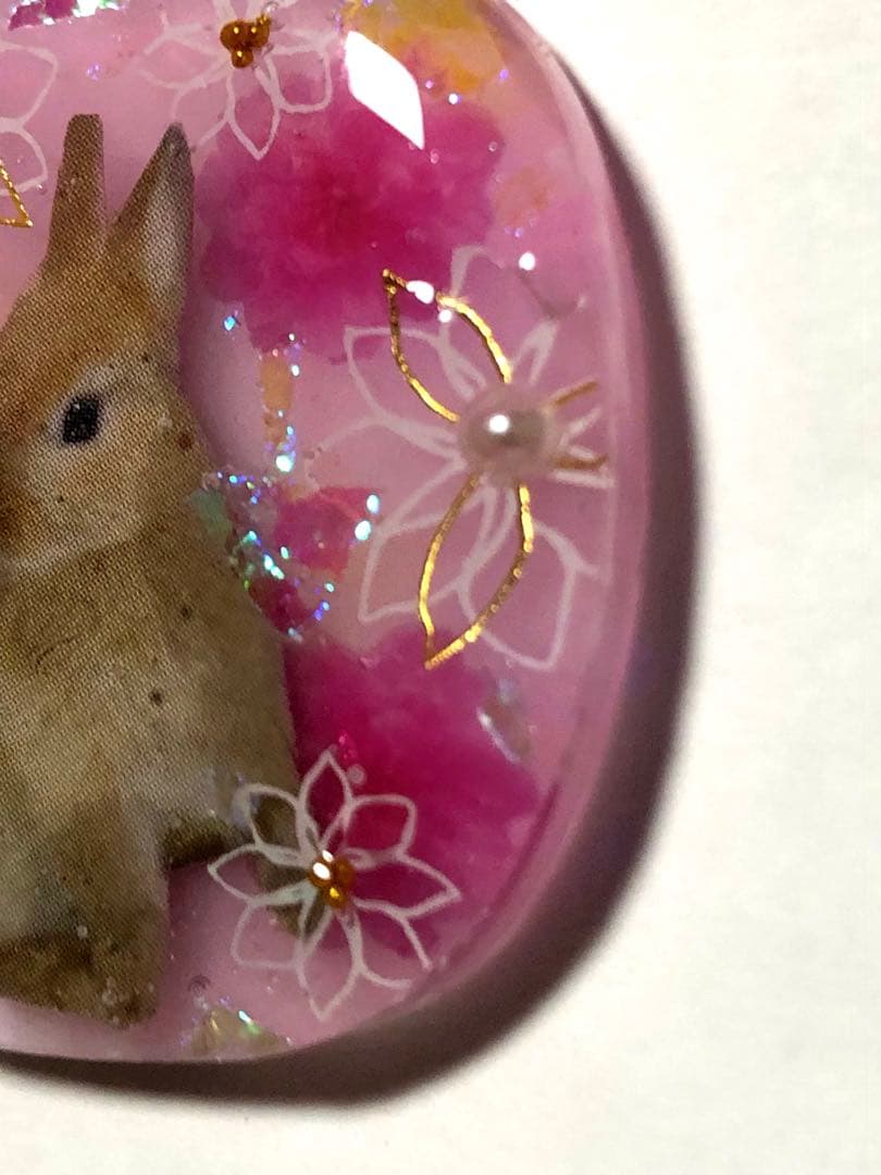 レジンヘアゴムNO275 幸せうさぎ