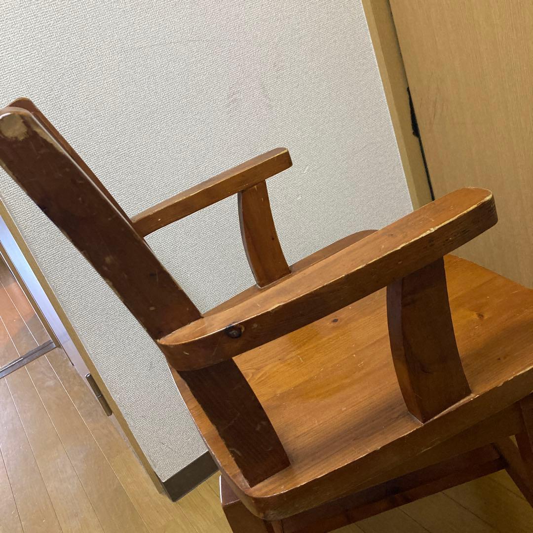 ★木製カントリー風★ アームチェア 昭和ビンテージ 椅子 回転式
