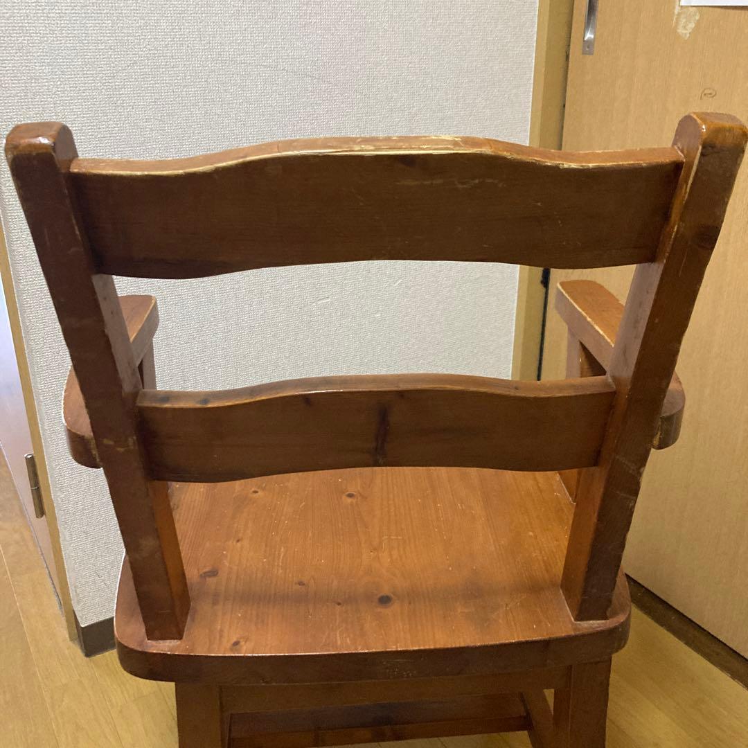 ★木製カントリー風★ アームチェア 昭和ビンテージ 椅子 回転式