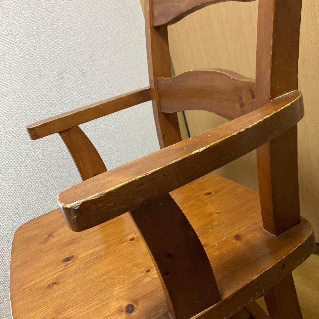 ★木製カントリー風★ アームチェア 昭和ビンテージ 椅子 回転式