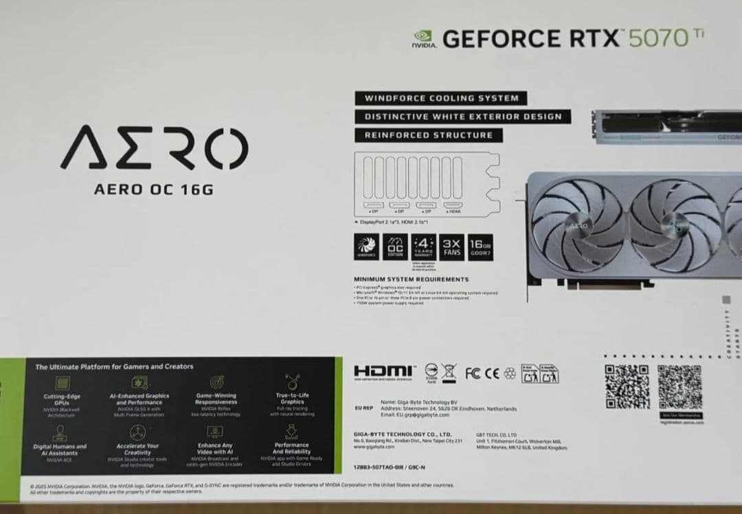 グラフィックボード・グラボ・ビデオカード GEFORCE RTX 5070 Ti AERO OC 16G