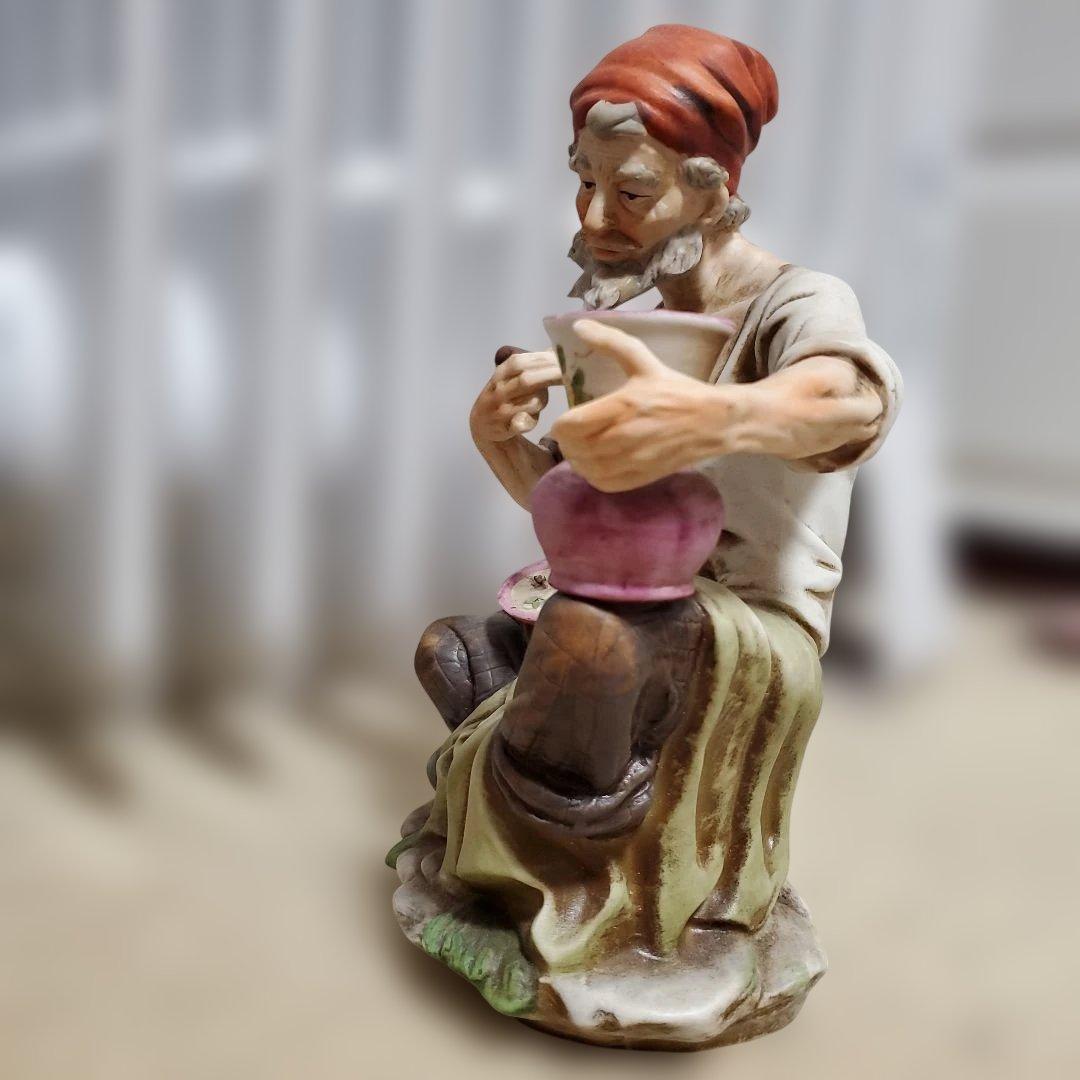 ヴィンテージ陶製フィギュアシリーズ 絵付け職人の男性メイドインジャパン