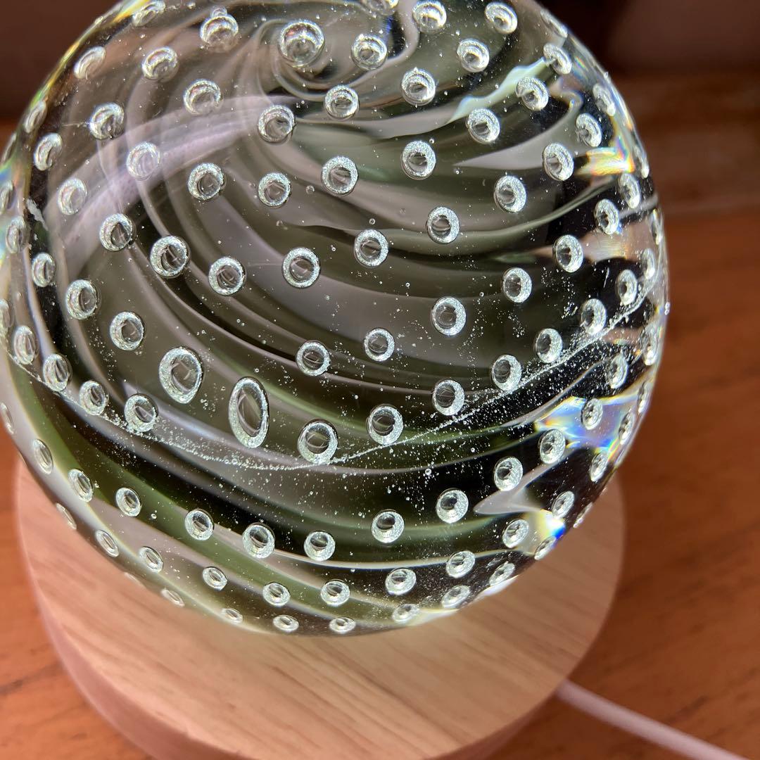 訳ありフェリシモガラスのオブジェシリーズ/木製LEDライト USB接続 きのこ