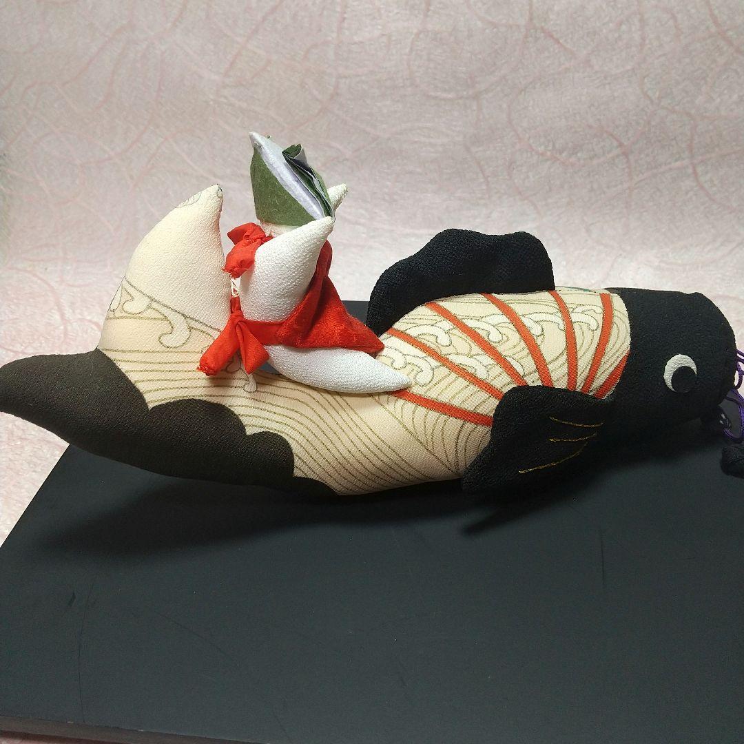 ちりめん細工 古布 錦鯉と童
