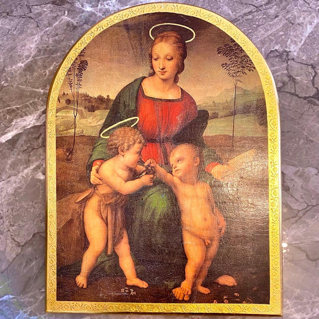 ルネサンス ラファエロ・サンティ ヒワの聖母 壁掛板絵 大判 絵画 イタリア製