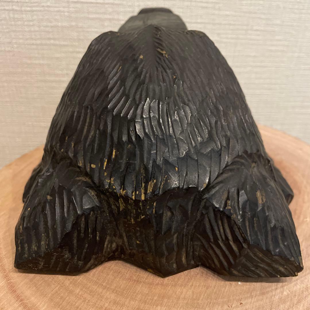 木彫りの熊 引間二郎 木歩作 やくも 北海道 工芸品1972年 木製クマ頭部彫刻