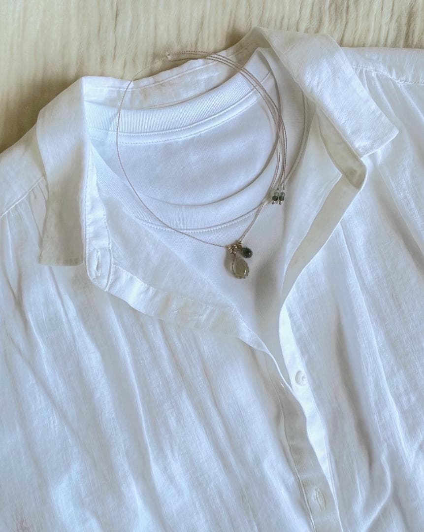 グリーンアメジスト+トルマリンのマクラメ編み 天然石ネックレス