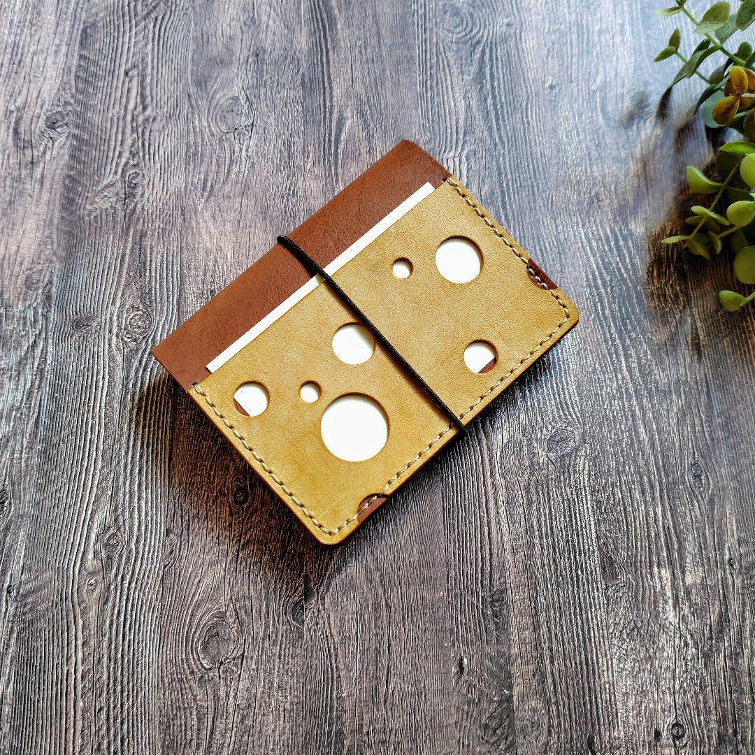 ハンドメイド 本革 カードホルダー カードケース バインダー チーズ 苺