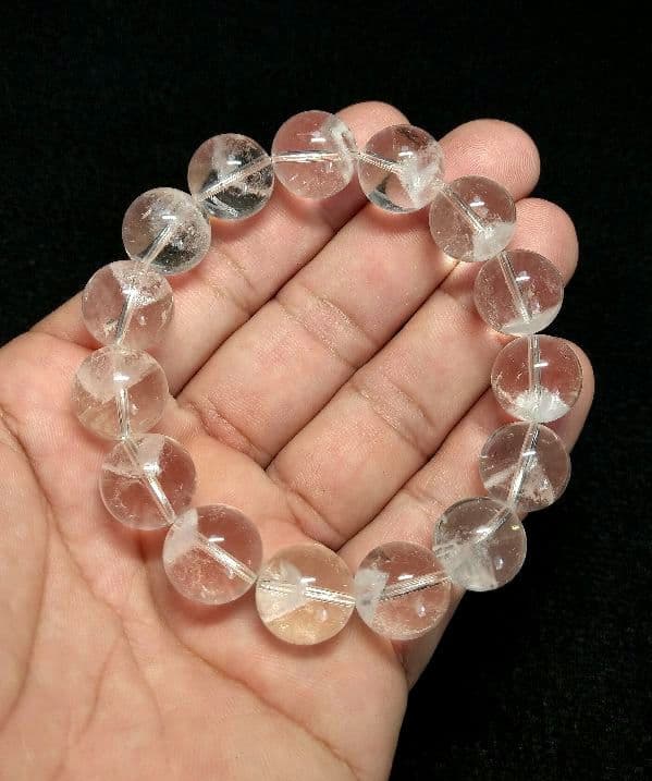 【美品,希少】天然ホワイトファントム １４㎜　ブレスレット　高品質　珍品