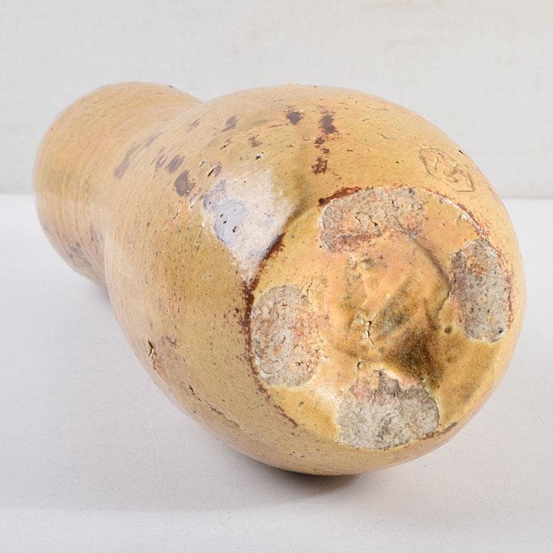 茶道具　清水六兵衛作　黄伊羅保　瓢形花瓶　共箱　N　R9574H