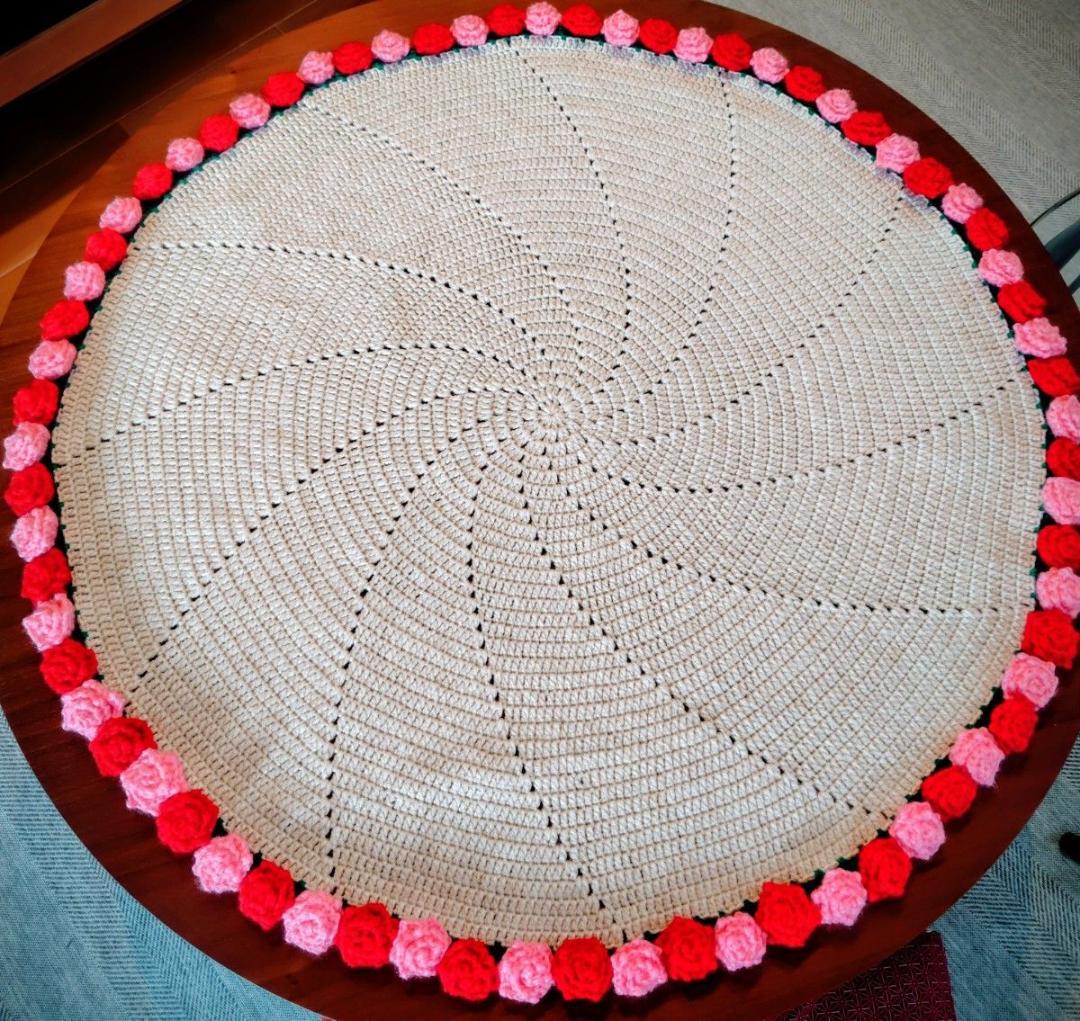 ハンドメイド かぎ針編み ブーケブランケット ピンク赤 枯れないお花 プレゼント