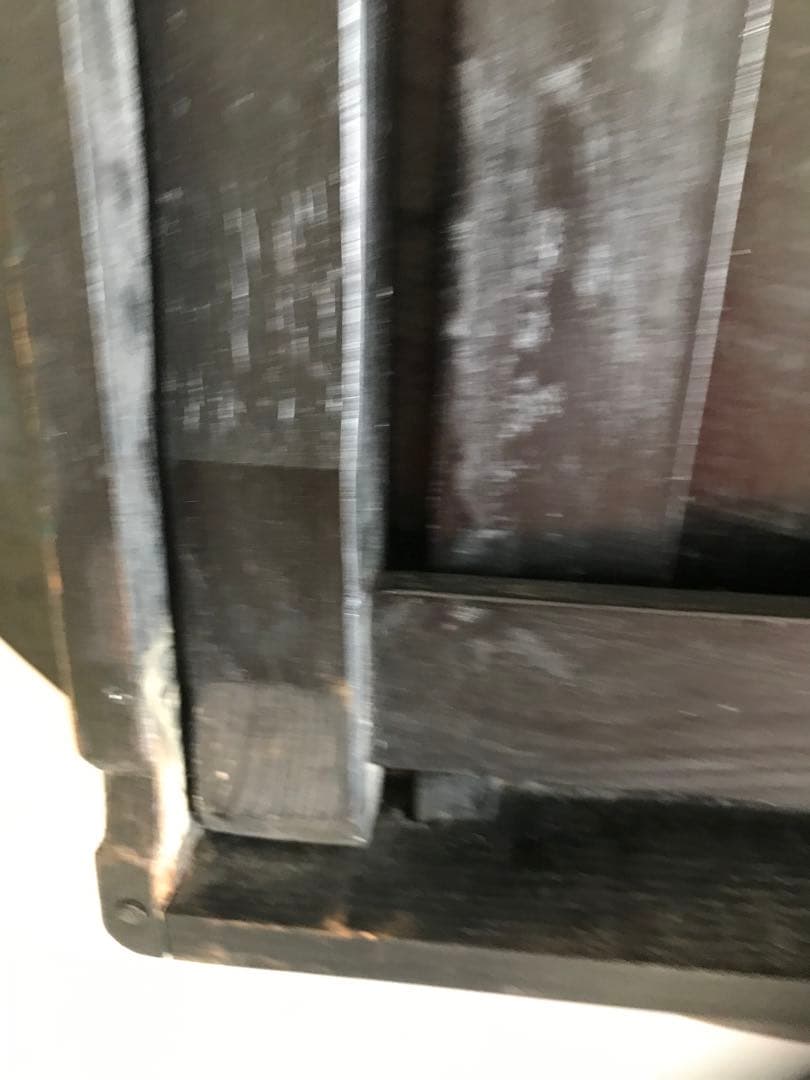 昭和レトロ　オレンジ、黒色 円形木製折り畳みテーブル　【希少】