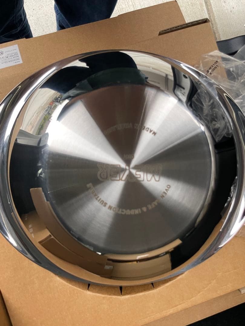 マイヤーMEYER ステンレススチール 両手鍋 ガラス蓋付きNEWパン22cm