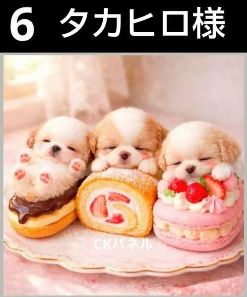 オーダーページ　ハンカチ374 ロールケーキわんこ柄　ハンドメイド2/23