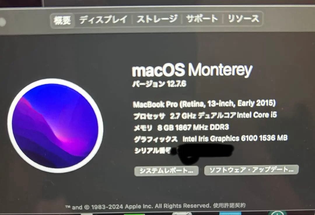 Apple MacBook Pro 13インチ (Early 2015)