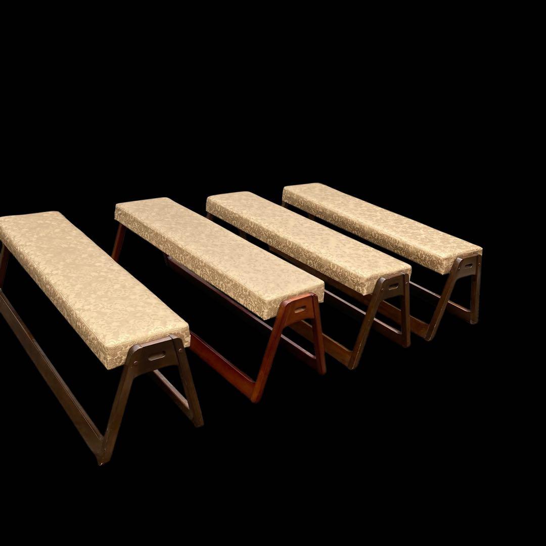 送料無料　寺院　葬祭会館　長椅子　　3人掛け 4脚セット　花柄　法事　お寺　椅子