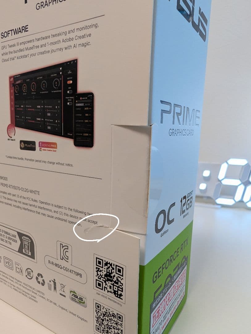 極美品 ASUS PRIME RTX 5070 OC 12GB White