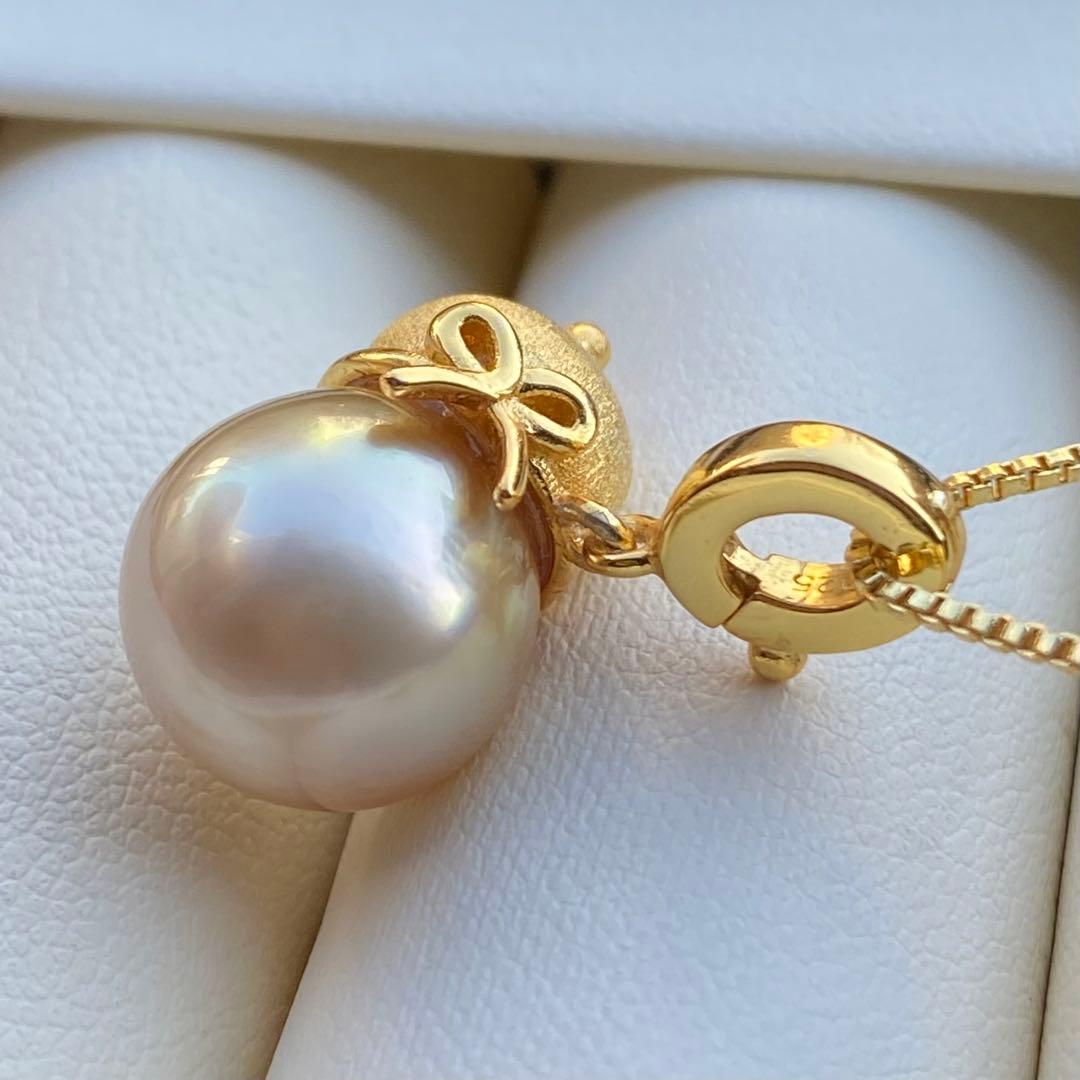 本真珠　南洋白蝶真珠ネックレストップ　11.4mmシャンパンゴールドPT992