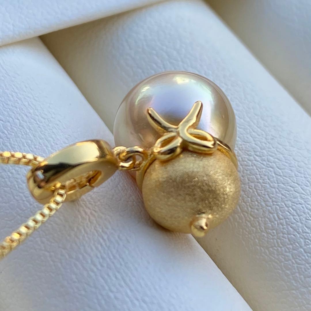 本真珠　南洋白蝶真珠ネックレストップ　11.4mmシャンパンゴールドPT992