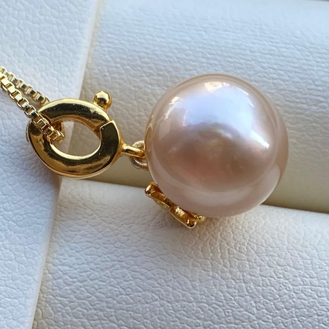 本真珠　南洋白蝶真珠ネックレストップ　11.4mmシャンパンゴールドPT992